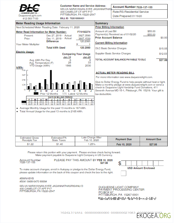 USA DLC utility bill Word and PDF template